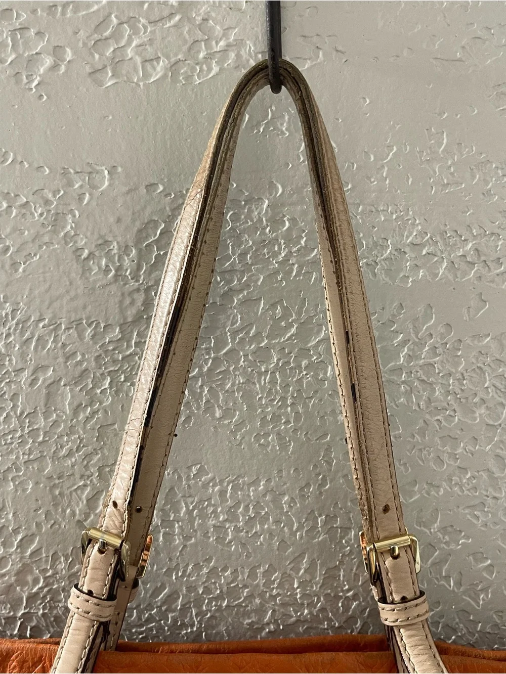 Michael Kors Burnt Orange Leather Tote with Gold MK Charm